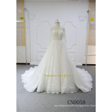 Luxury Long Sleeve Sexy Bride Use Ball Gown Wedding Dress